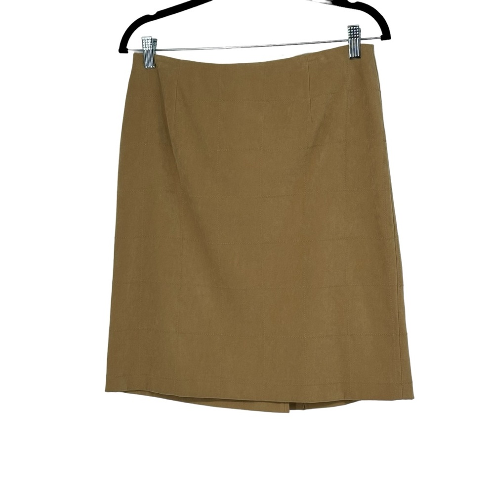 Women’s Talbots Stretch Size 10 Tan Polyester/Spandex Grid Pattern Skirt